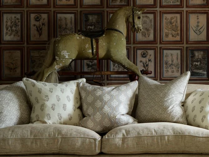 Floral cushion in warm brown Floral Cushion In Warm Brown -Andrew Martin Store 1094865 journal thyme daisy med 1