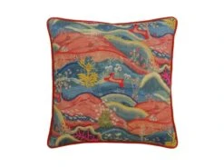 Vibrant Embroidered Landscape Cushion