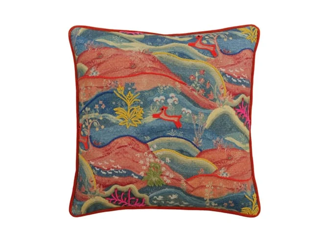 Vibrant embroidered landscape cushion Vibrant Embroidered Landscape Cushion -Andrew Martin Store 1095586 meadow multi cushion sml