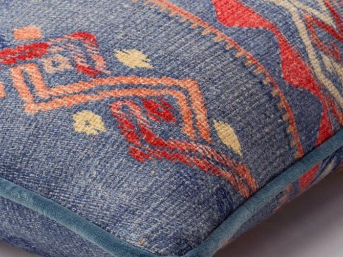 Cushion with intricate print in denim Cushion With Intricate Print In Denim -Andrew Martin Store 1095732 frida denim cushion corner sml