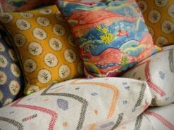 Vibrant Embroidered Landscape Cushion 7 Vibrant Embroidered Landscape Cushion -Andrew Martin Store 1095925 lady may sofa diego sand bobbin sunshine meadow multi cushions close up 3 sml