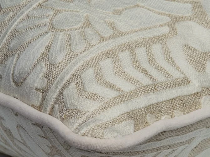 Embroidered cushion in totem linen in ivory Embroidered Cushion In Totem Linen In Ivory -Andrew Martin Store 128003 totem ivory corner medici chalk sml