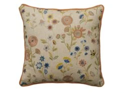 Embroidered Cushion In Fable Linen In Woodland