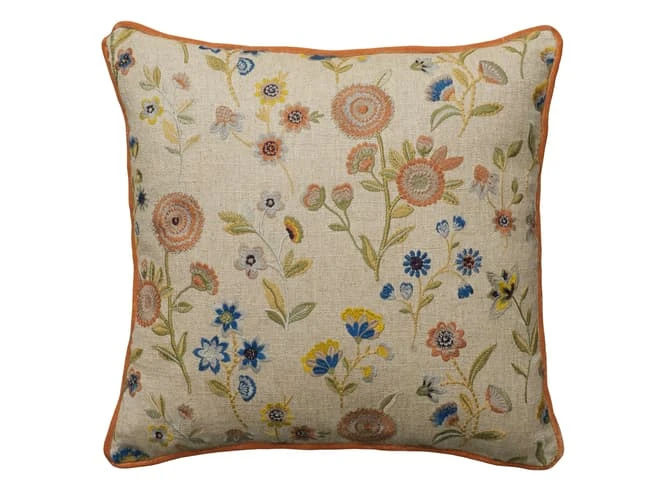 Embroidered cushion in fable linen in woodland Embroidered Cushion In Fable Linen In Woodland -Andrew Martin Store 128040 fable woodland medici pigment sml