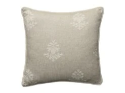 Embroidered Cushion In Alba Linen In Ivory