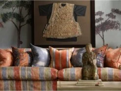 Cushion With Vertical Stripe In Brick Orange -Andrew Martin Store 138472 lady may isthmus brick green raffles coffee table mythical land summer storm argonaut cushions sml