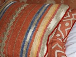 Cushion With Vertical Stripe In Brick Orange -Andrew Martin Store 138681 nineveh brick ashanti brick cushions detail sml