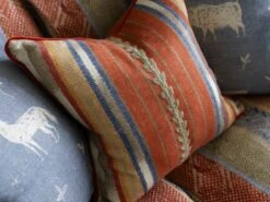 Cushion With Vertical Stripe In Brick Orange -Andrew Martin Store 138697 nineveh brick cushion detail 2 sml