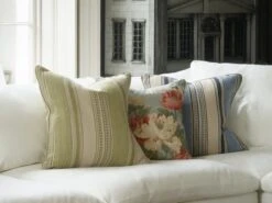 Striped Cushion In Refreshing Greens -Andrew Martin Store 140483 goat cushion sequence b lginsta