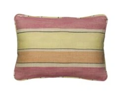Rectangular Cushion With Stripes In Pale Yellow, Pink And Orange