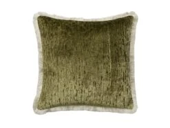 Luxury Textured Velvet Cushion In Olive