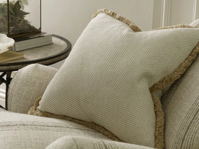 Two-tone herringbone cushion in ecru Two-tone Herringbone Cushion In Ecru -Andrew Martin Store 141763 sanremo ecru cushion cocktail white rusian trim sml