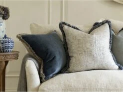 Cushion With Wavy Print In Denim -Andrew Martin Store 141846 sefton sofa in atrani plain linen with cushions in venetia denim and canalasso denim canale throw marl lg