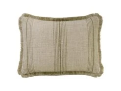 Striped Linen Cushion In Taupe