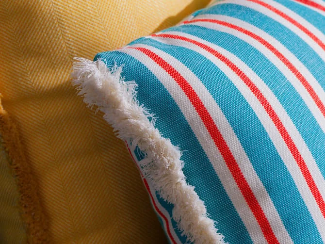 Striped outdoor cushion Striped Outdoor Cushion -Andrew Martin Store 151039 coast turquoise spritz cushion detail sml