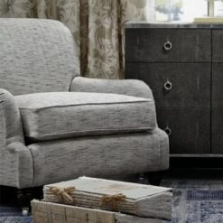 Delphini Shell Fabric 1 Delphini Shell Fabric -Andrew Martin Store 23256 curtains and scatters in maya gold montague chairs in delphini shell with sybil chest of drawers