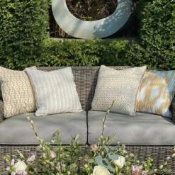 Audley Ochre Outdoor Cushion -Andrew Martin Store 250056 ochre outdoor cushions 2