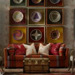 Wychwood Huntsman Red Wallpaper 2 Wychwood Huntsman Red Wallpaper -Andrew Martin Store 252517 15213 bloomsbury sofa in es cavalet 3 fabric with friendly folk huntsman red and melon orange cushions and wychood huntsman red wallpaper