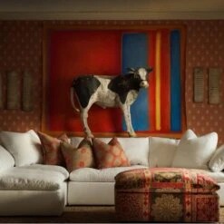 Cow Parsley Clementine Wallpaper -Andrew Martin Store 307010 secret garden lifestyle cow parsley clementine wallpaper truam large white courtyard truman stool pergola nutmeg wild wood twig cushions