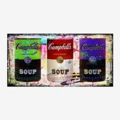 Campbell's Soup Canvas Artwork, Green + Red + Purple