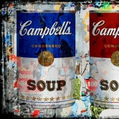 Campbell's Soup Canvas Artwork, Blue + Red + Yellow
